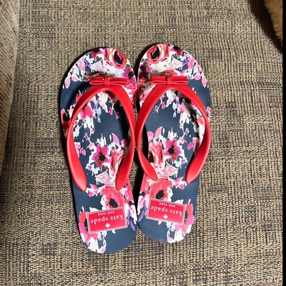 Kate Spade Black and Red Flip Flops